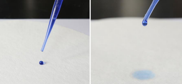 上海科学家发明“防水耐火纸” 水滴上去成颗粒